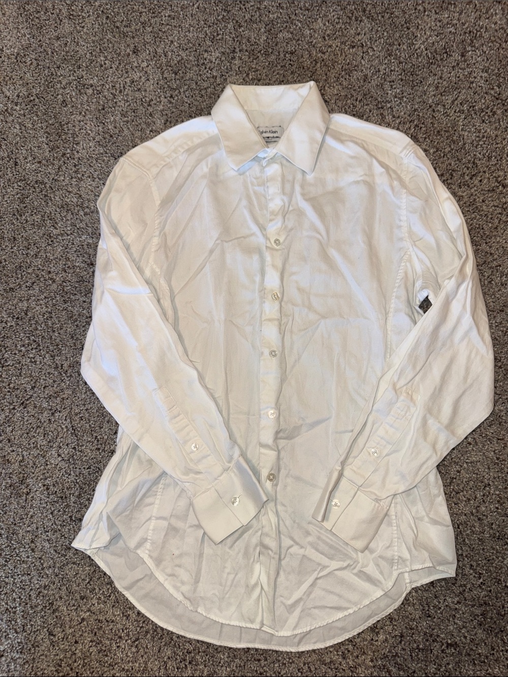 Calvin Klein Men's White Long-Sleeve Dress Shirt